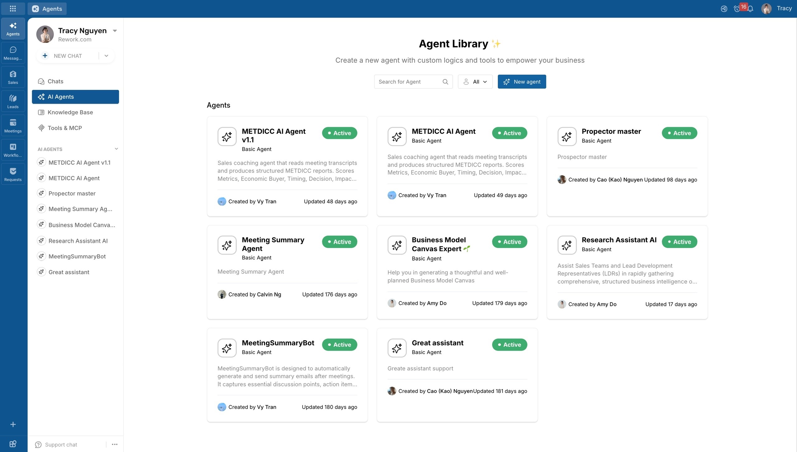 AI Agent Library — custom agents for sales workflows